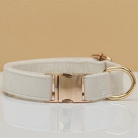 Multiple Colour Velvet Personalise Dog Collar Leash Set With Bow (Option: White-S)