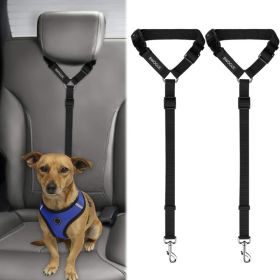 2 Pack Dog Seat Belt For Car, Headrest Restraint Safety Leads (Option: BLACK)