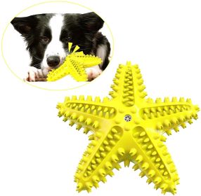 Dog Chew Toys, Natural Rubber Starfish-Shaped Dog Toys, Interactive Treats, Squeaky Dog Toothbrush Cleaner Teething Toys, Outdoor Puzzle Training (Color: Yellow)