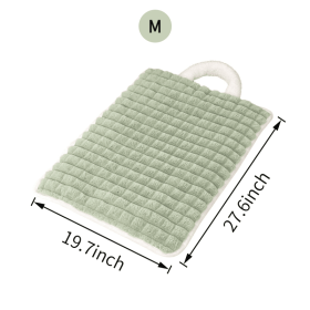 Washable Dog Mat with Carry Handle, Soft Plush Quilted Dog Bed Mat, Portable Crate Pad and Kennel Liner for Floor, Sofa, Car and Travel (Color: Green, size: M)